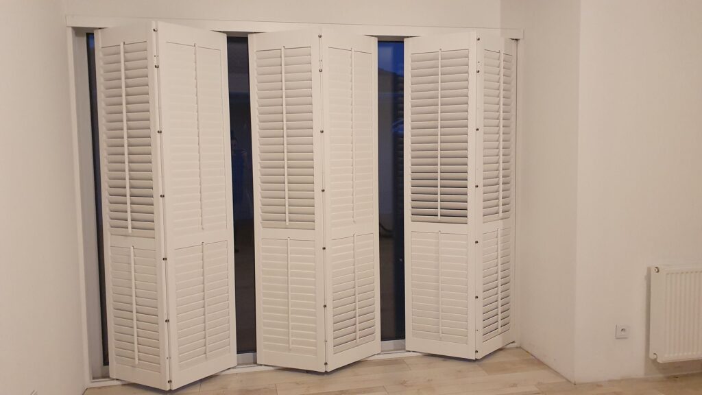 Składane panele shutters - shuttersy białe, lamele 63 mm, Olszewnica Stara